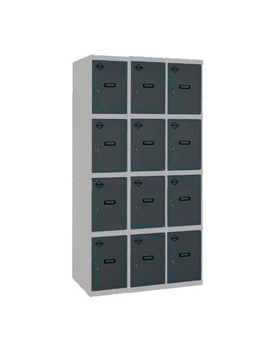 Casier-armoire simonlocker desm. 4 portes 3/12 300 (900) gr/an gris/antracite 1800x900x500 - simonrack