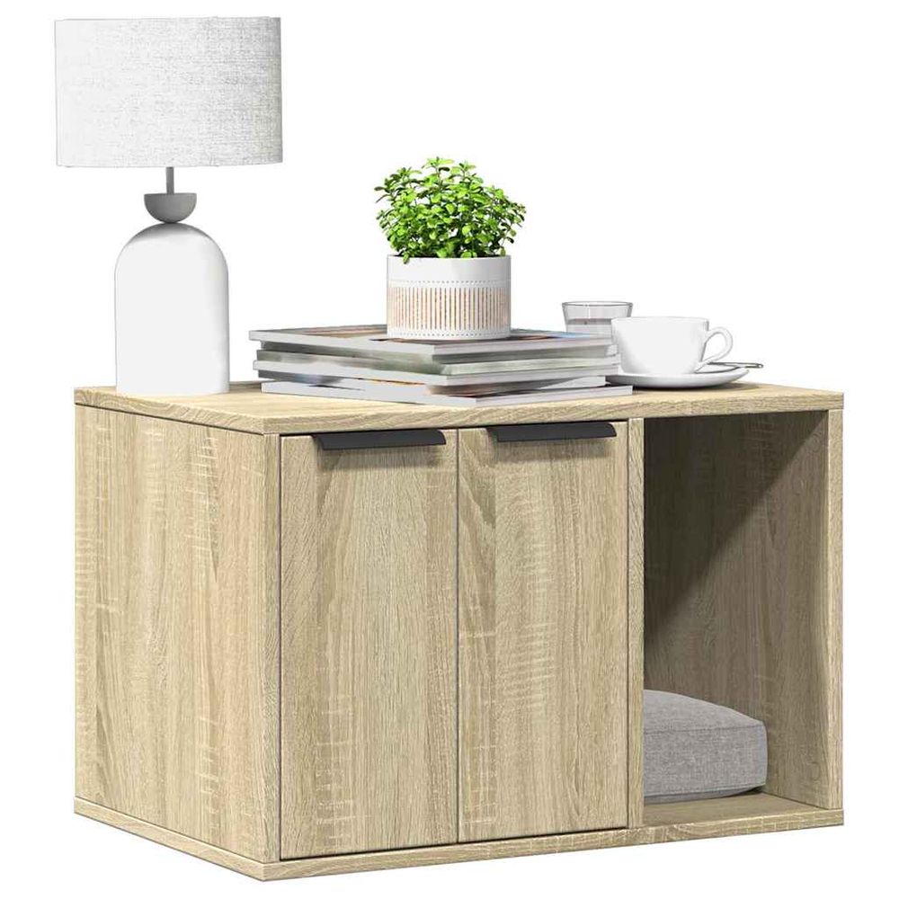 Maison de toilette chat bois multifonction chêne sonoma 60cm
