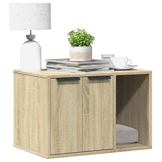 Maison de toilette chat bois multifonction chêne sonoma 60cm
