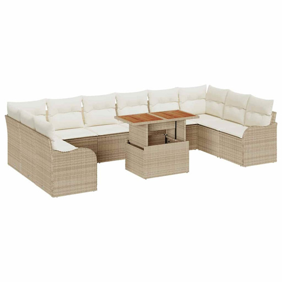 Ensemble de canapé de jardin avec coussin 11 pcs beige et crème
