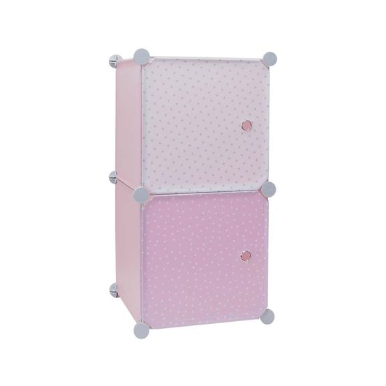 Rangement enfant 2 cubes mobulables 30x30 cm rose et blanc