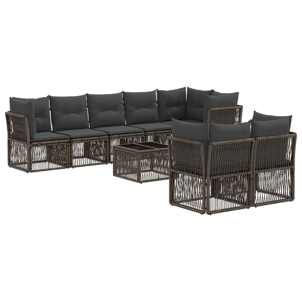 Ensemble de canapé de jardin 9 pc gris polyrotin