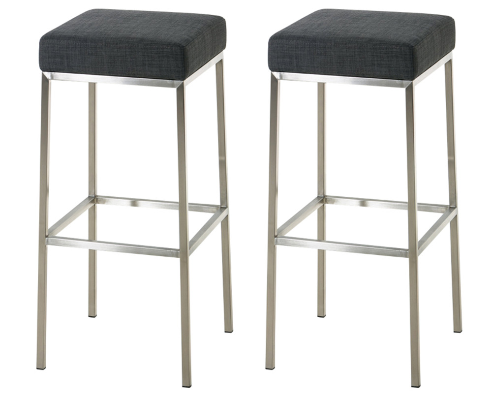 Lot de 2 tabourets de bar montreal 80 tissu inox
