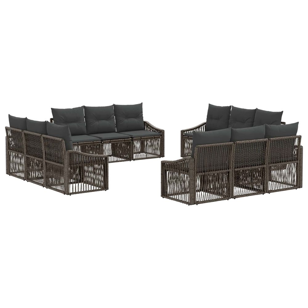 Ensemble de canapé de jardin 12 pc gris polyrotin