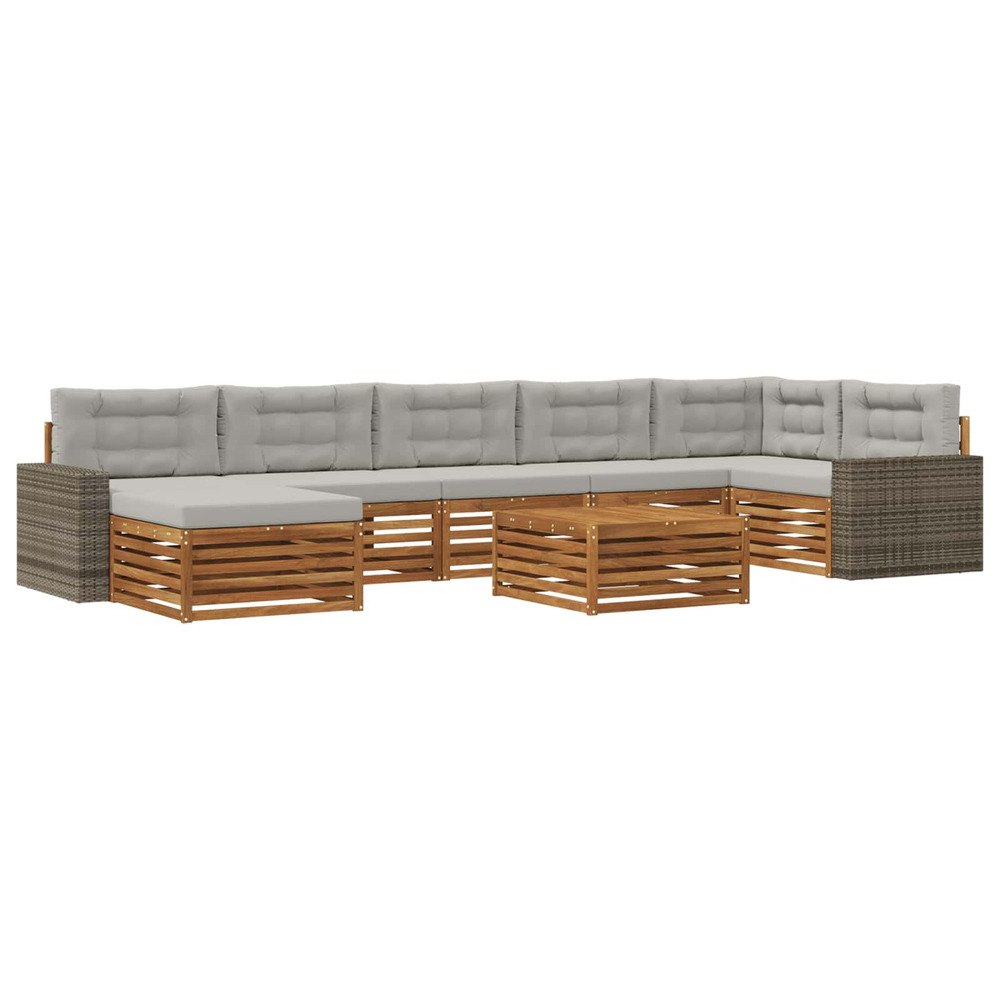 Ensemble de canapés d'extérieur 8 pcs naturel et gris clair