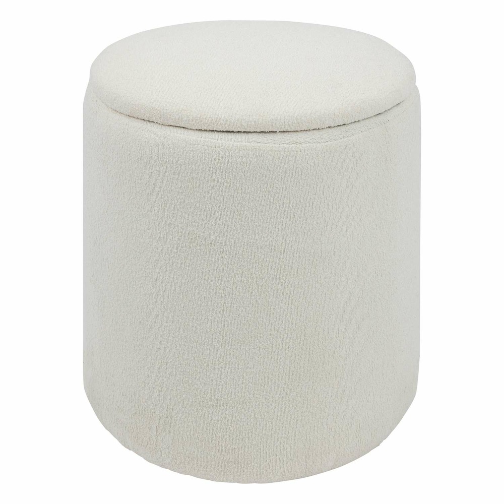 Pouf de rangement en bouclette - blanc