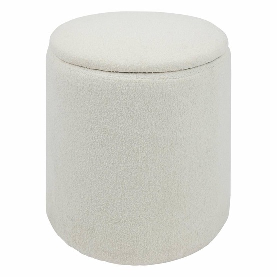 Pouf de rangement en bouclette - blanc