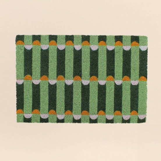 Paillasson coco motifs géométriques verts 40x60cm