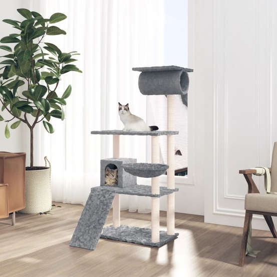 Arbre à chat avec griffoirs en sisal gris clair 131 cm