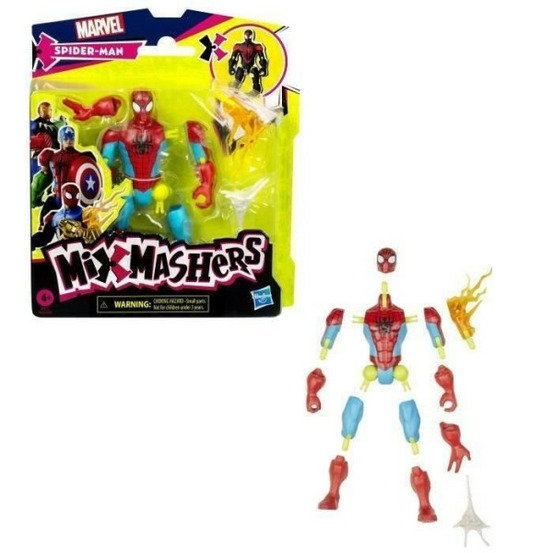 Mixmashers spiderman, figurine 12 cm personnalisable a mélanger et combiner avec accessoires, marvel, des 4 ans