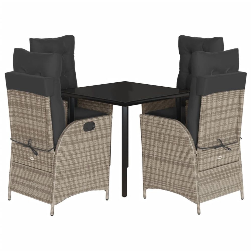 Ensemble à manger de jardin 5 pcs coussins gris résine tressée
