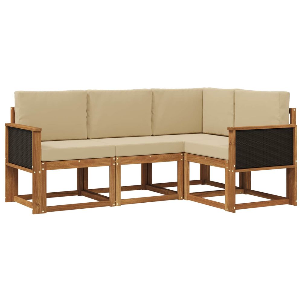 Ensemble de canapés d'extérieur 4 pc naturel et beige polyester