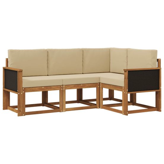 Ensemble de canapés d'extérieur 4 pc naturel et beige polyester