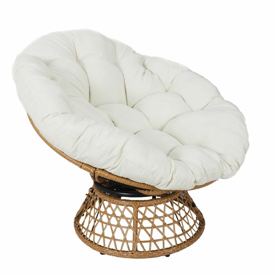 Fauteuil papasan avec assise pivotante cancun - beige