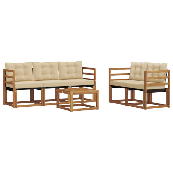 Ensemble de canapés d'extérieur 6 pcs naturel et beige