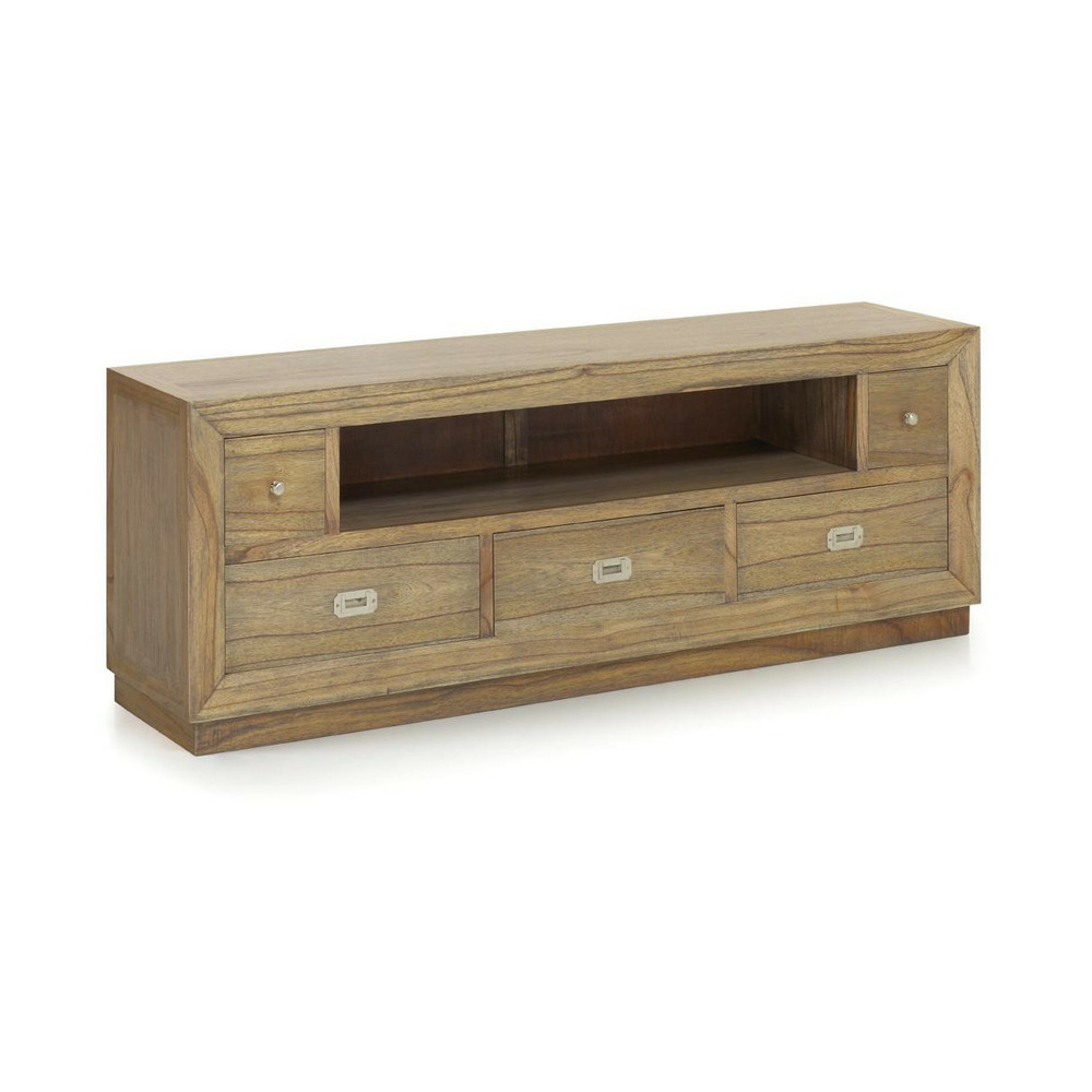 Meuble tv 5 tiroirs bronze bois marron - kerline décoration d'autrefois