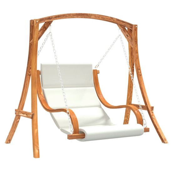 Chaise balançoire avec coussin bois d'épicéa avec finition teck