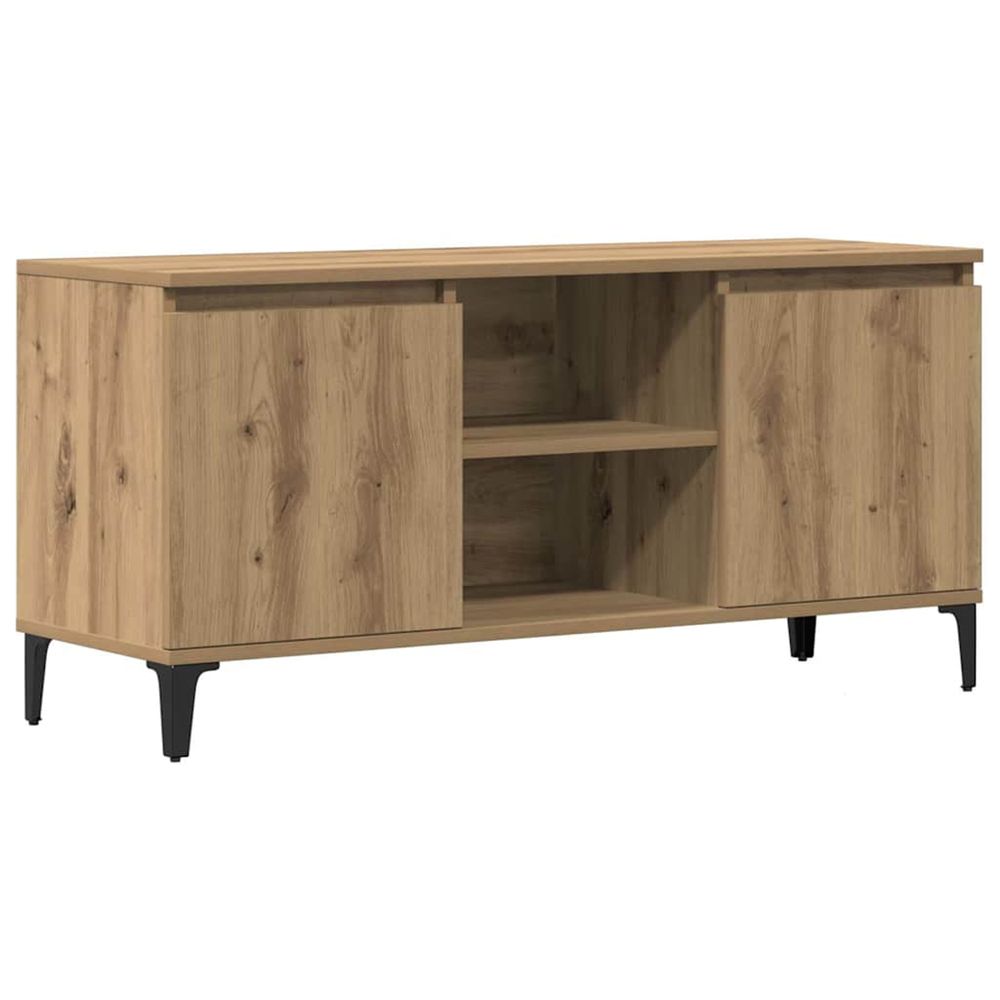 Meuble tv chêne artisanal 102x35x50 cm bois d'ingénierie