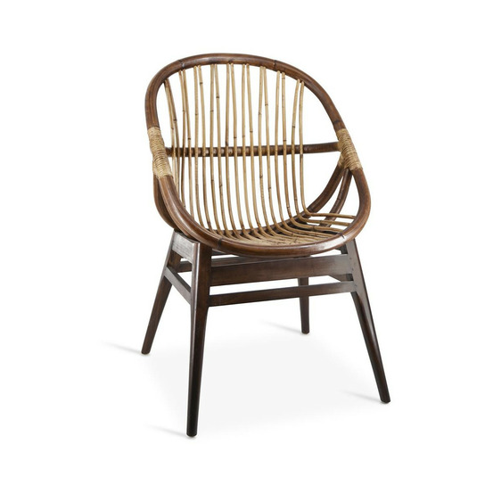 Fauteuil rotin bois marron - décoration d'autrefois