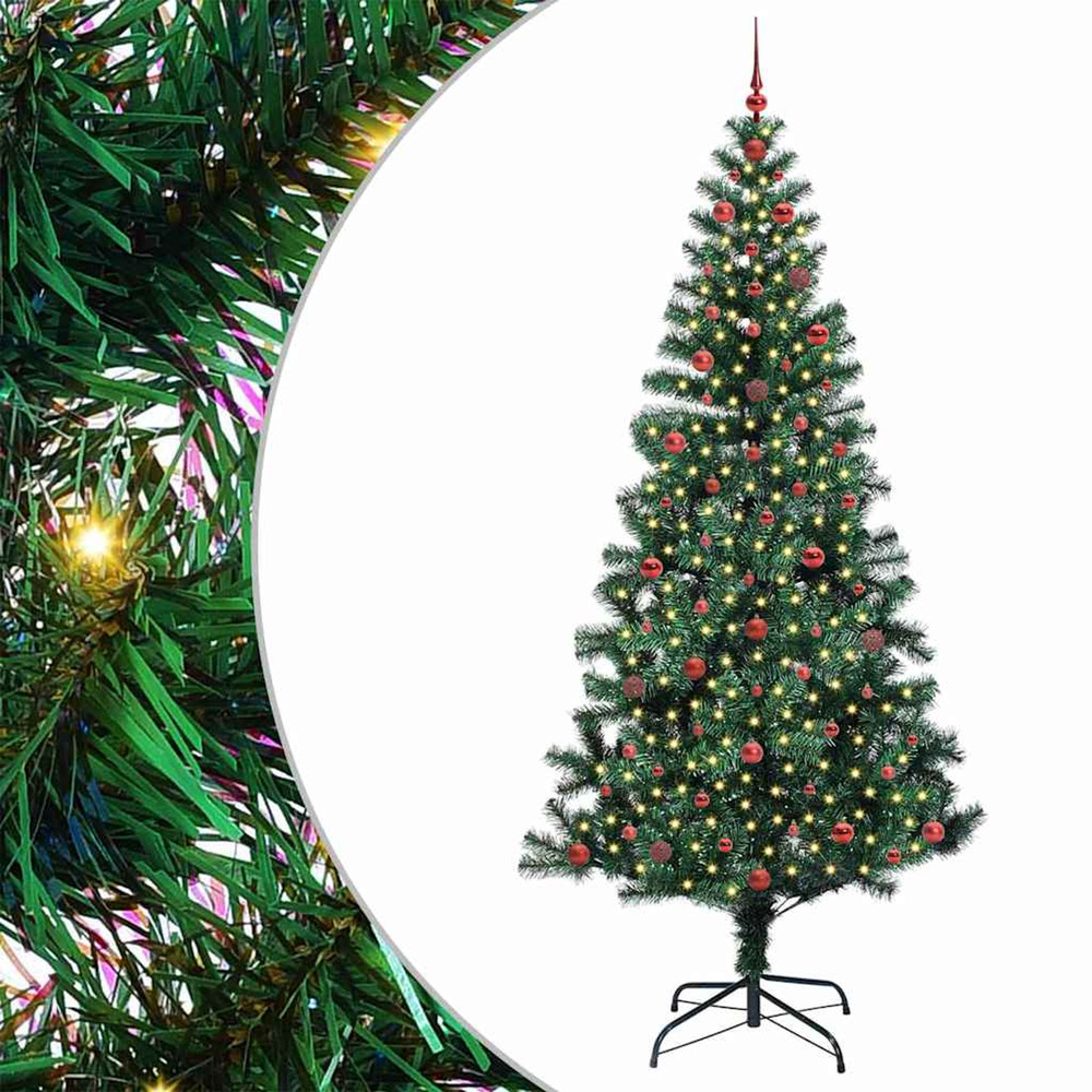Sapin de noël artificiel pré-éclairé vert 240 cm pvc et métal