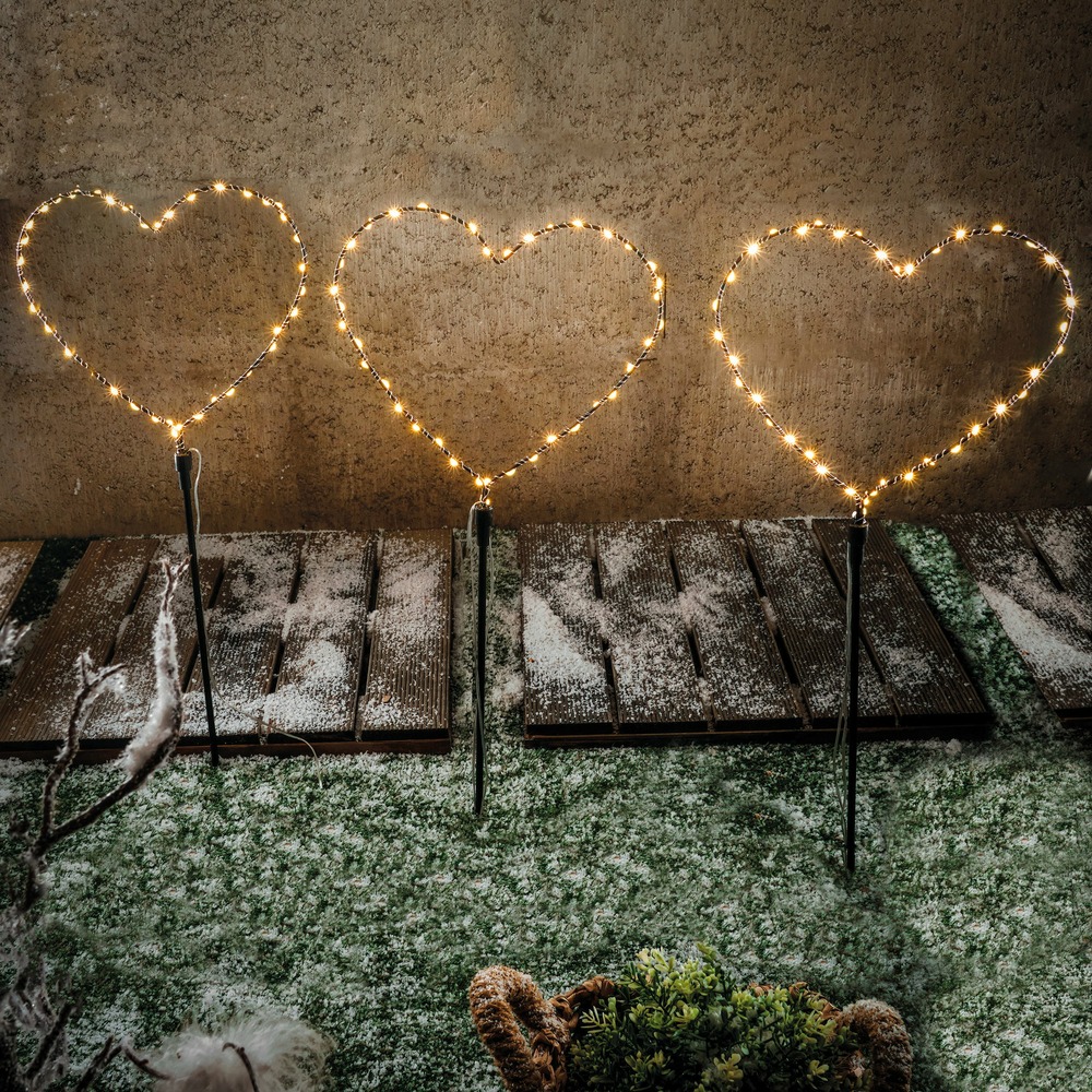 Fiche solaire esotec cœur-trio pour l'extérieur set de 3 fiches led pour jardin extérieur 102583