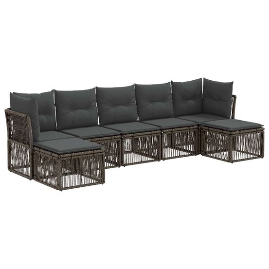 Ensemble de canapé de jardin 7 pc gris polyrotin