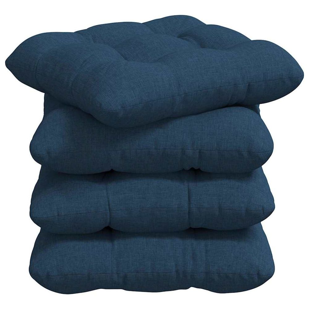 Coussins de siège 4 pc tissu bleu 40 x 40 x 12 cm