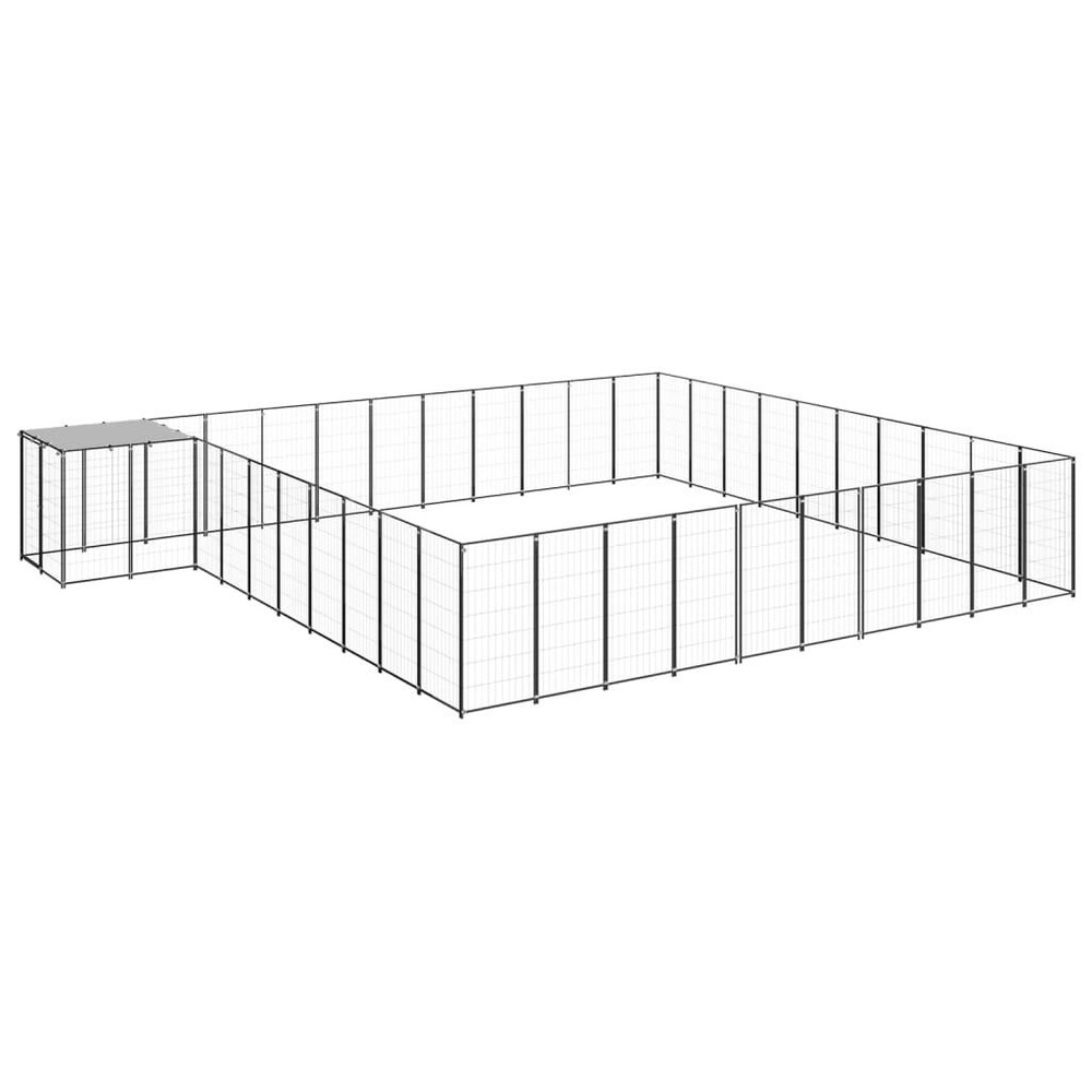 Chenil extérieur cage enclos parc animaux chien 31,46 m² acier noir