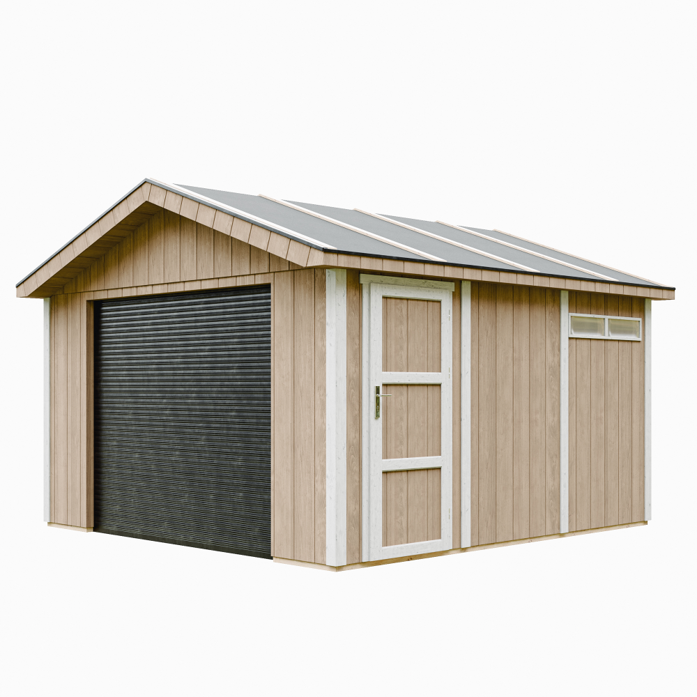 Garage qualité premium 13 m² - l378xl412 cm - timbela m990b-terra brown