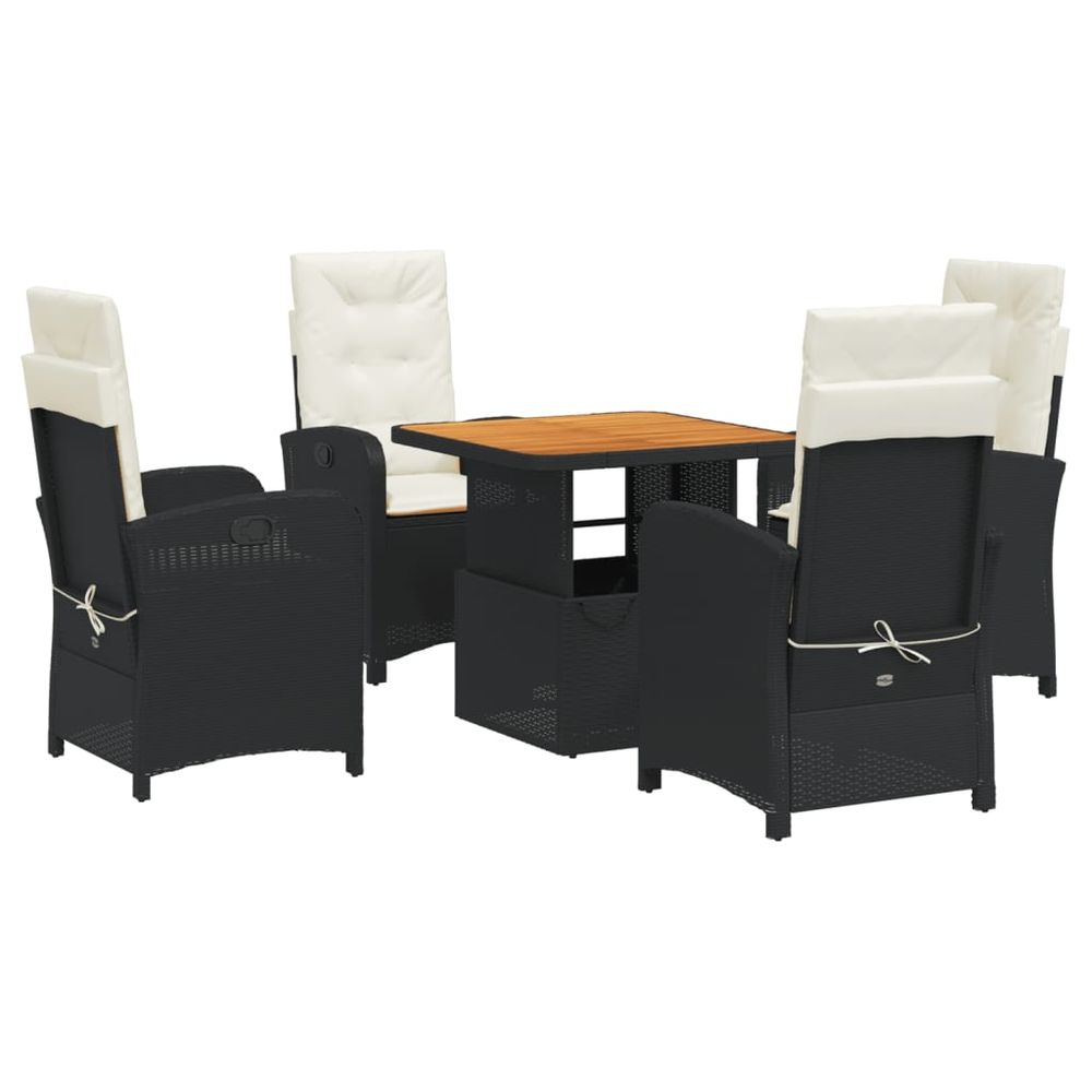 Ensemble à manger de jardin coussins 5pcs noir résine tressée