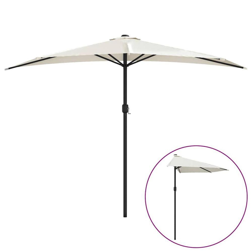 Parasol de balcon avec mât en aluminium sable 300x155 cm demi