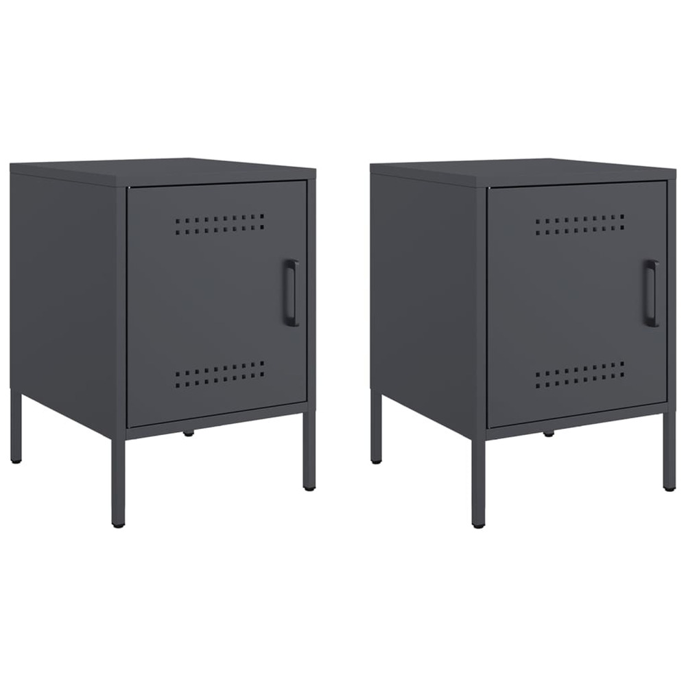 Tables de chevet 2 pcs anthracite 36x39x50,5 cm acier