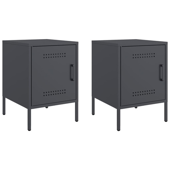 Tables de chevet 2 pcs anthracite 36x39x50,5 cm acier