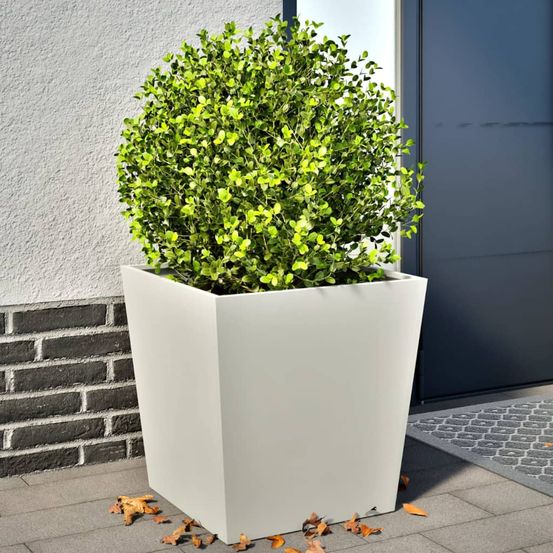 Lot de 2 jardinières carrées acier pour jardin terrasse balcon blanc 50cm