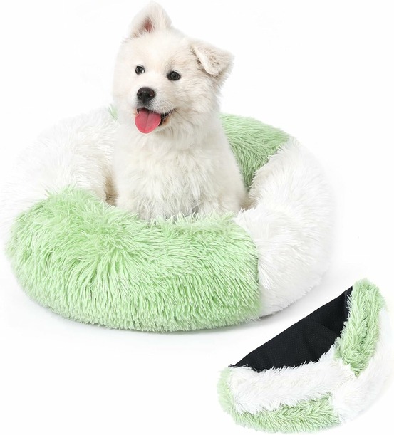 Panier chat rond dehoussable et lavable 50 cm vert