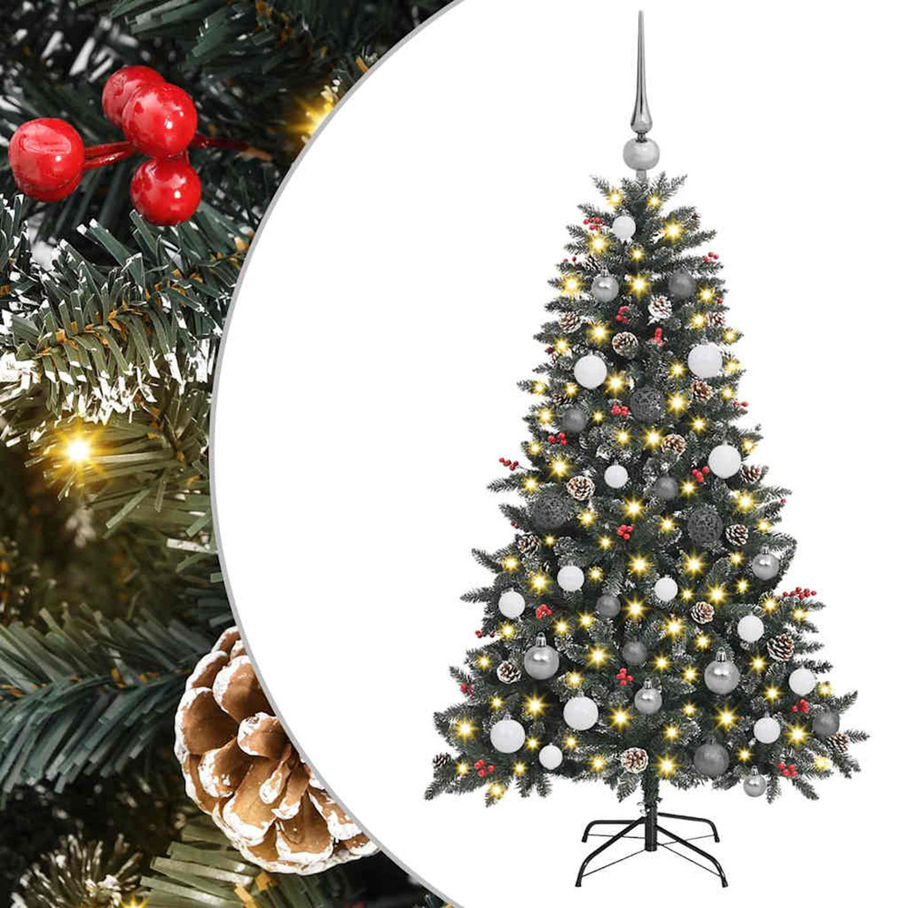 Sapin de noël artificiel vert 150 cm pvc, plastique et acier