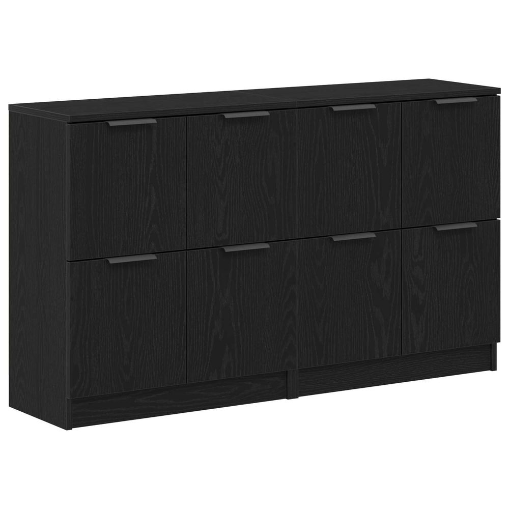 Buffet 2 pc chêne noir 60 x 30 x 70 cm bois d'ingénierie