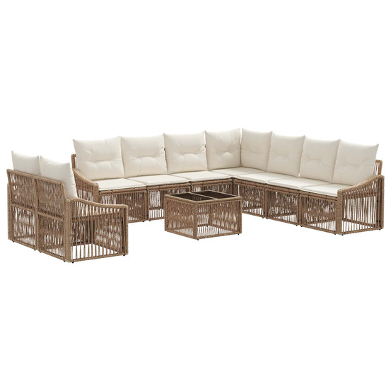 Ensemble de canapé de jardin 10 pcs beige polyrotin