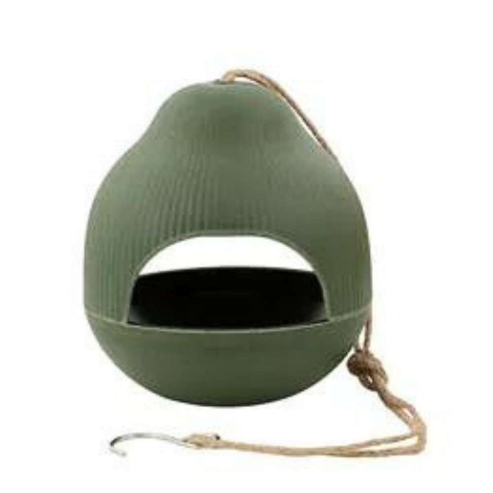 Mangeoire bambou design verte pour oiseaux sauvages