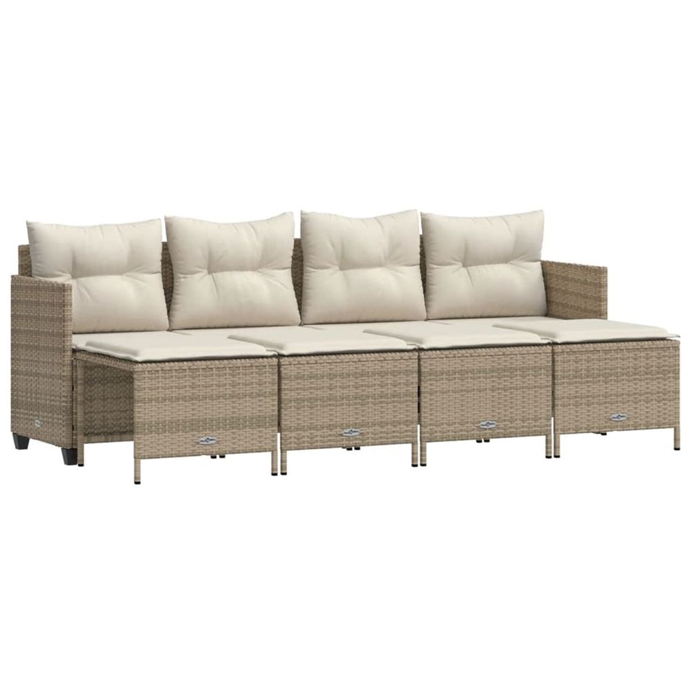 Salon de jardin avec coussins 5 pcs beige résine tressée