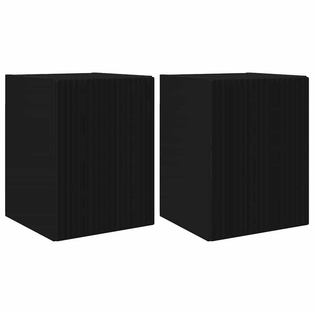 Meuble tv mural 2 pc noir bois d'ingénierie