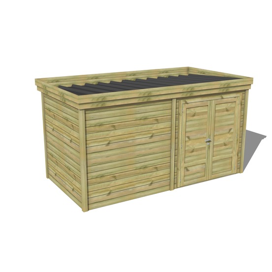 Abri de jardin bois pin traité autoclave 27mm - 5,19x2,14m / 11m2 - bac acier - abri français