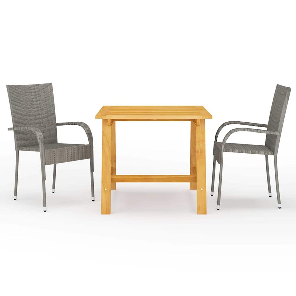 Ensemble à manger de jardin 3 pcs gris