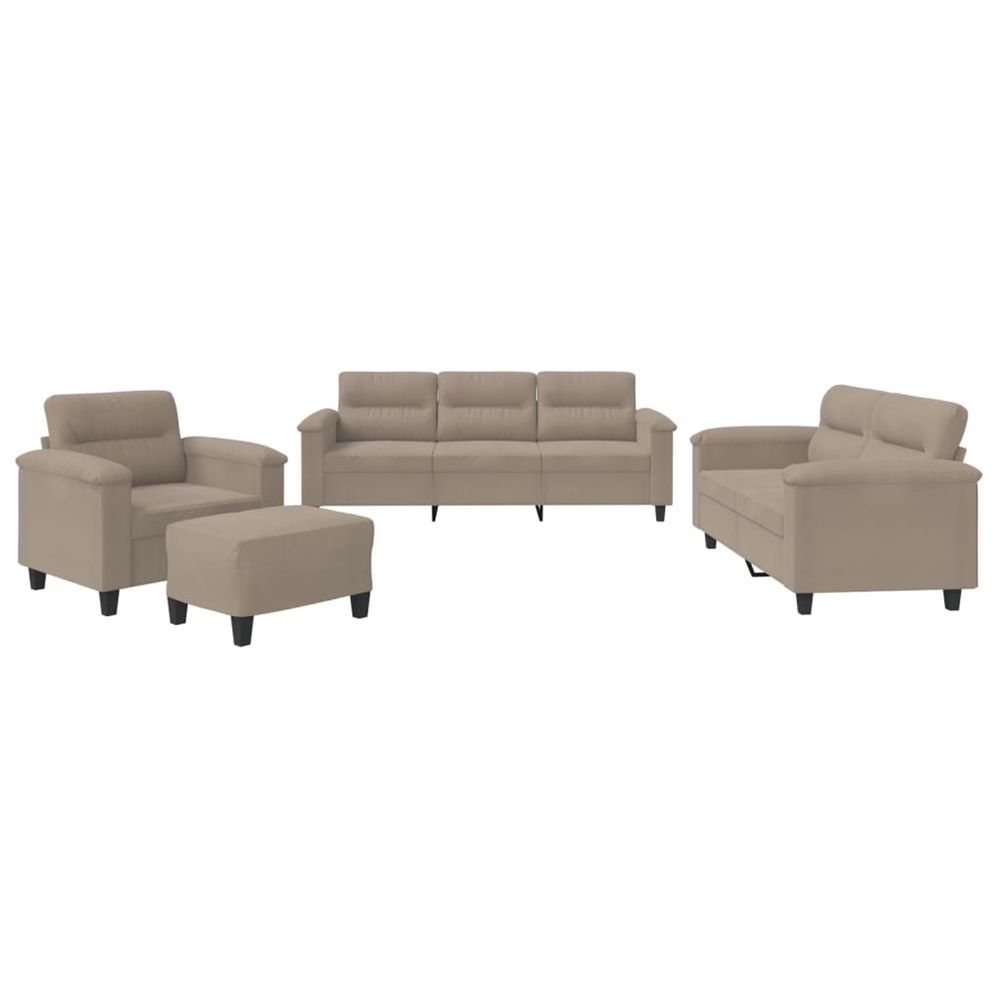 Ensemble de canapés 4 pcs avec coussins taupe tissu microfibre
