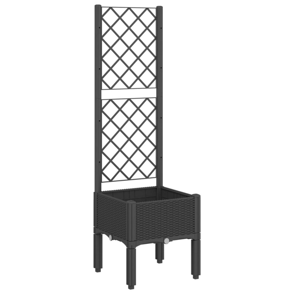 Jardinière d'extérieur avec treillis noir 40x40x142 cm pp