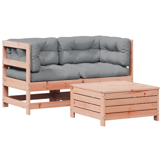 Salon de jardin 3 pcs avec coussins bois massif douglas