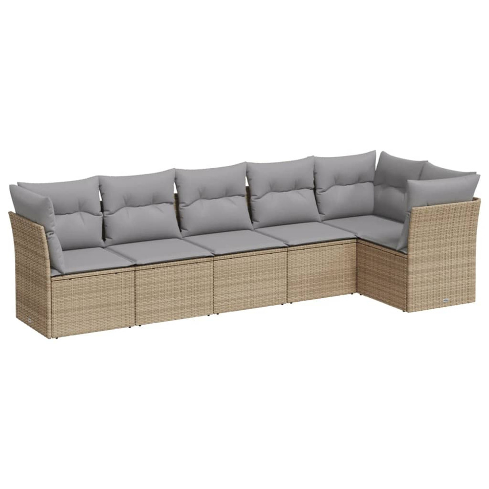 Salon de jardin avec coussins 6 pcs beige résine tressée