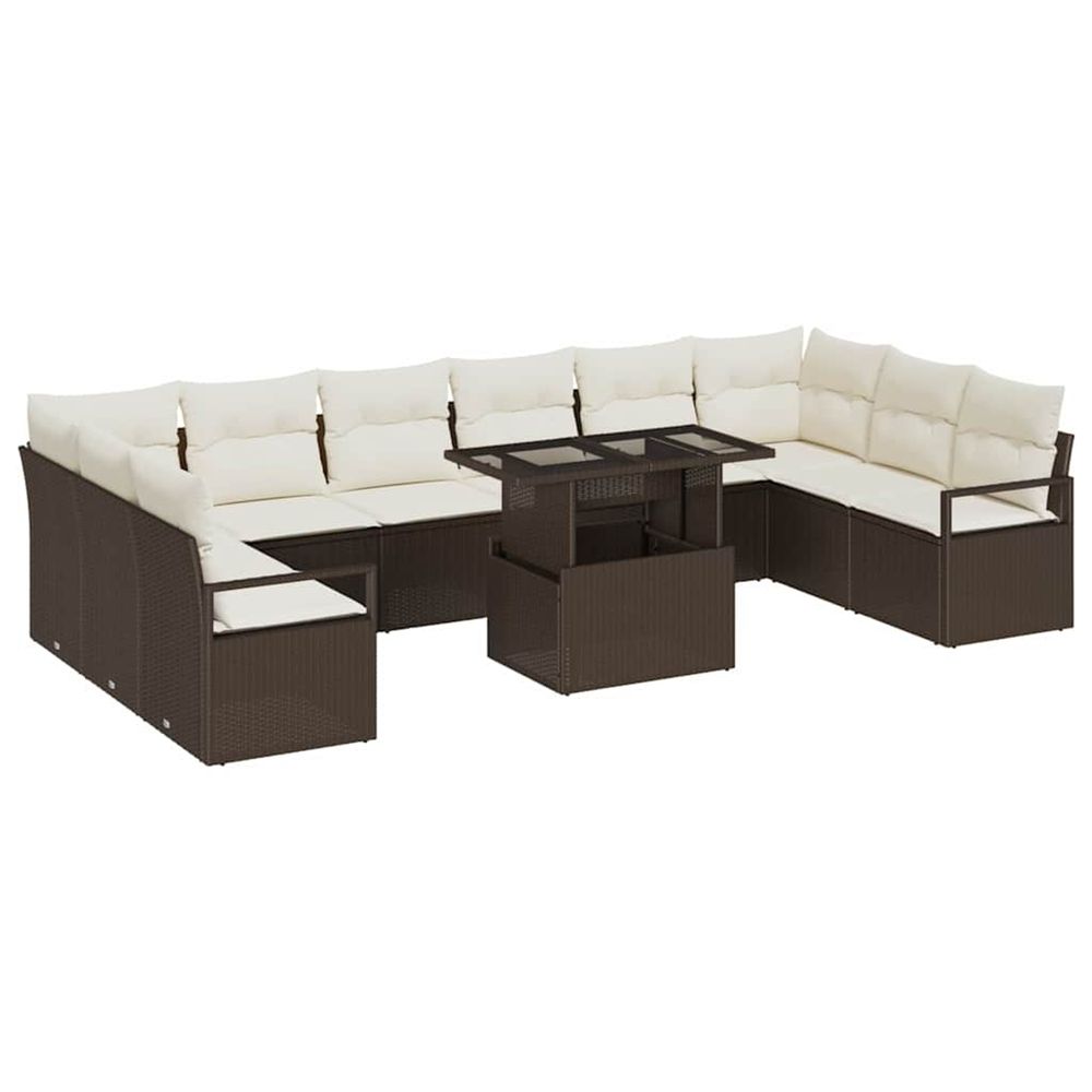 Ensemble de canapé de jardin 11 pc marron polyrotin