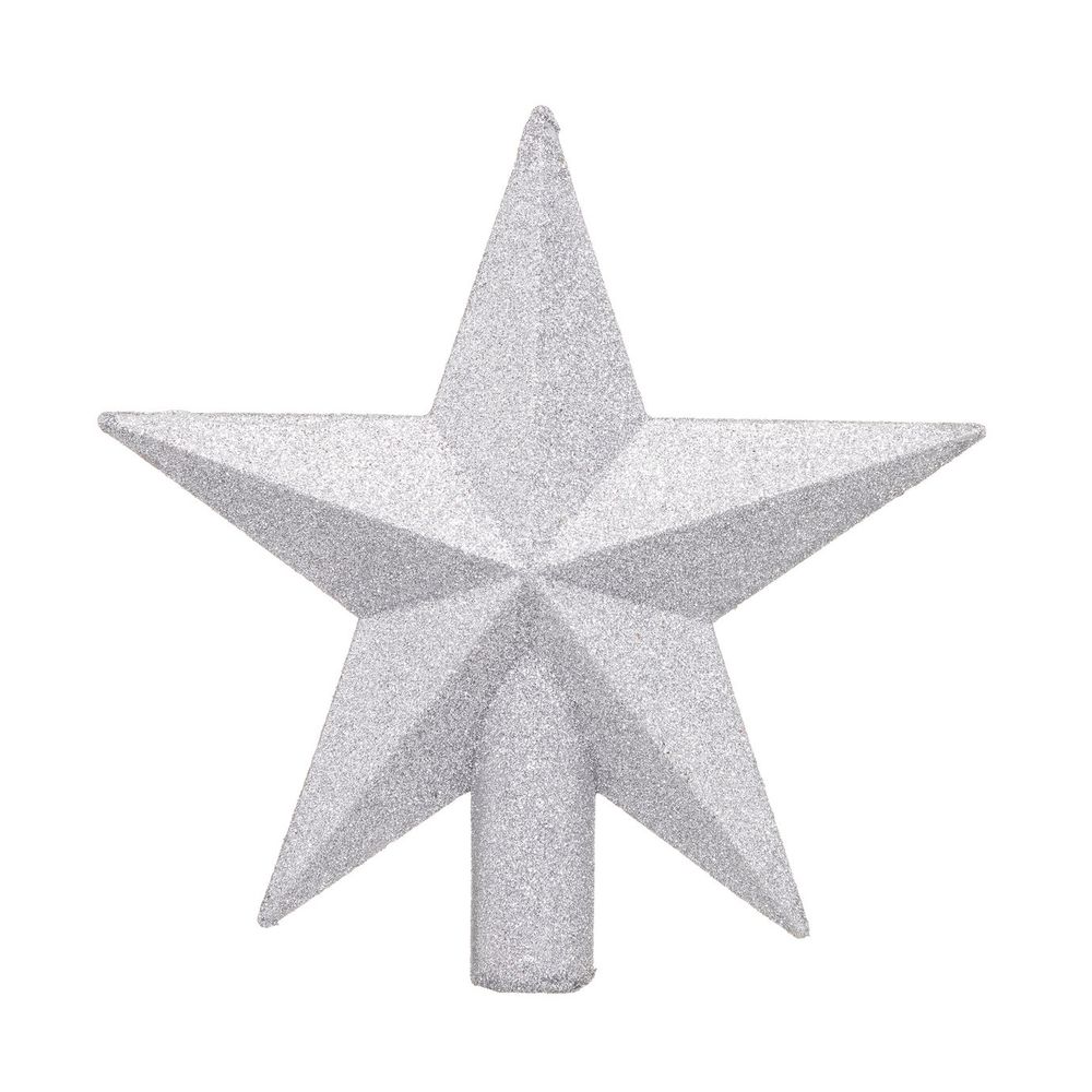 Déco sapin de noël cimier étoile argent pailleté