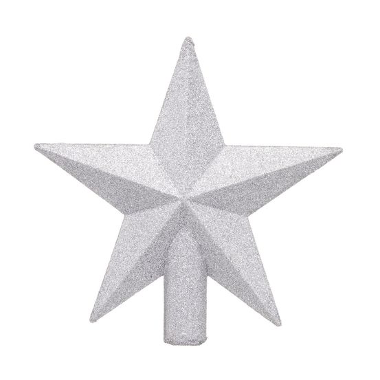 Déco sapin de noël cimier étoile argent pailleté